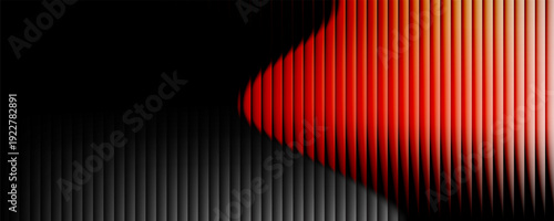 Abstract vertical ribbed background showcases a striking visual progression where deep impenetrable black on the far left gradually illuminates across numerous parallel fins or slats transforming int