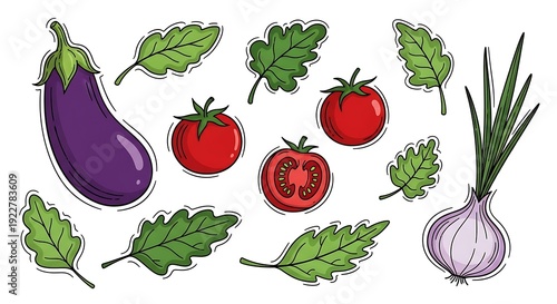 Fresh vegetables isolated on white background for culinary and design projects