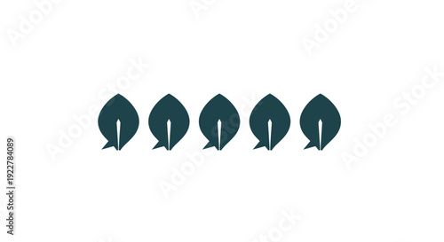 Five Dark Green Speech Bubbles Aligned.