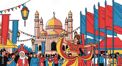 Woman dancing in traditional attire during a festive celebration.