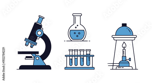 Lab Equipment Line clean vibrant tone illustration