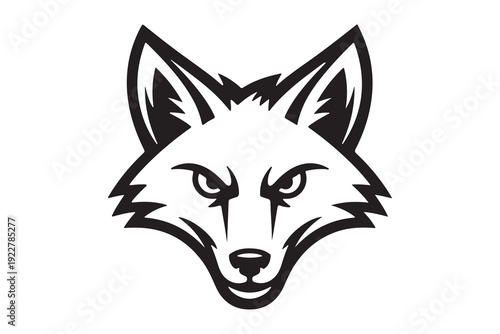 Minimalist Black and White Fox Face Icon