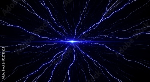 Electric blue light pulses radiating outward in all directions