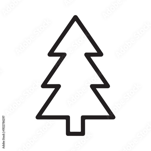 Simple line drawing of a stylized evergreen tree with a rectangular base