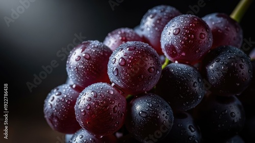 Wallpaper Mural Close up of fresh grapes with water droplets against a dark background Torontodigital.ca