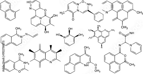 Organic chemistry molecules and chemical structures vector illustration
