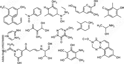 Organic chemistry molecules and chemical structures vector illustration
