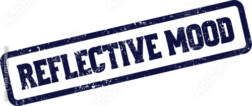 Vibrant distressed stamp conveying a contemplative and thoughtful state of mind