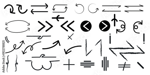 Collection of various arrows and symbols