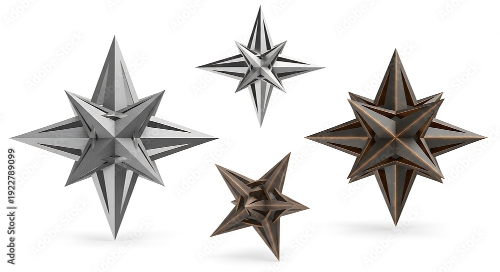 Obraz premium Geometric stars isolated on white background for design and decoration