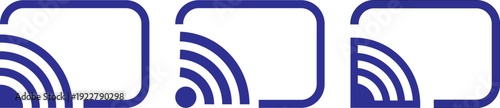 cast, screenshot icon set. smart device interfaces. rectangle with wireless signal