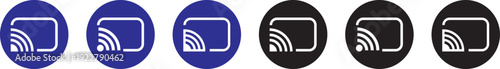 cast, screenshot icon set. smart device interfaces. rectangle with wireless signal