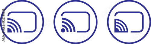 cast, screenshot icon set. smart device interfaces. rectangle with wireless signal