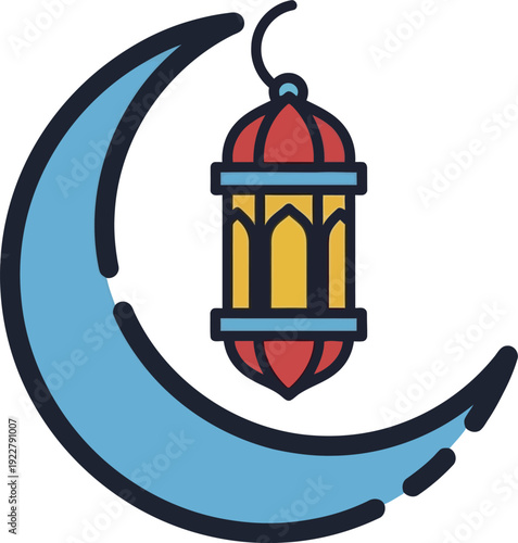 Crescent Moon Shape With Hanging Lantern Detail