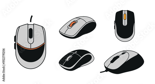 Laser Mouse Line art soft tone vector illustration