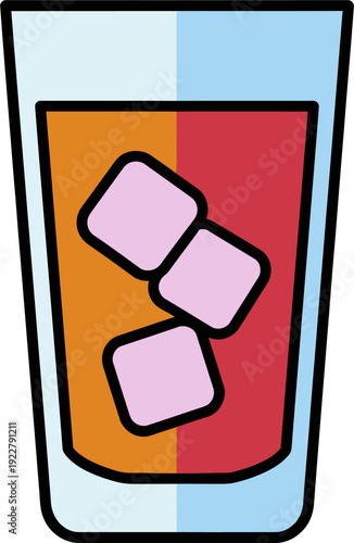 Dual Tone Beverage Glass With Floating Ice Cubes