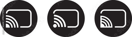 cast, screenshot icon set. smart device interfaces. rectangle with wireless signal
