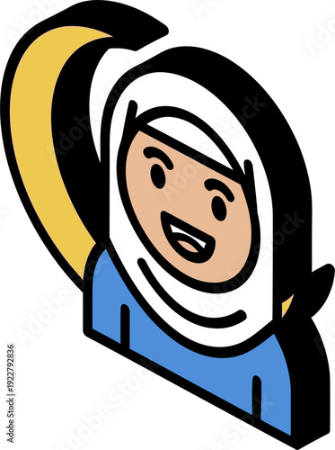 Smiling Woman In Hijab With Raised Arm