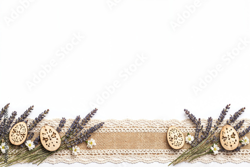 Wallpaper Mural Rustic Lavender Border with Wooden Ornaments and Burlap Ribbon Creating Elegant Natural Frame Design Torontodigital.ca