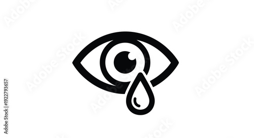 A stylized black eye icon with a teardrop symbolizing sadness or grief