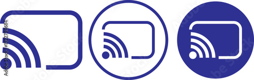 cast, screenshot icon set. smart device interfaces. rectangle with wireless signal