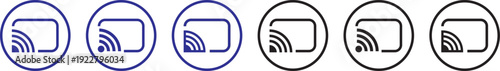 cast, screenshot icon set. smart device interfaces. rectangle with wireless signal