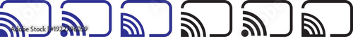 cast, screenshot icon set. smart device interfaces. rectangle with wireless signal