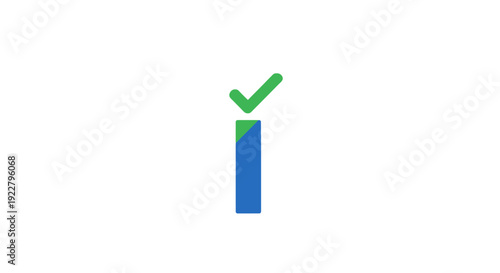 Green checkmark on blue background.