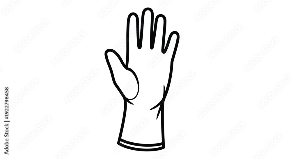 Fototapeta premium Simple black and white illustration of a hand wearing a glove
