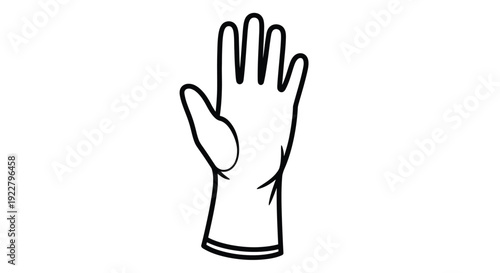 Simple black and white illustration of a hand wearing a glove