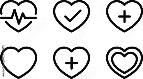 Heart icons for love, health, and wellness concepts