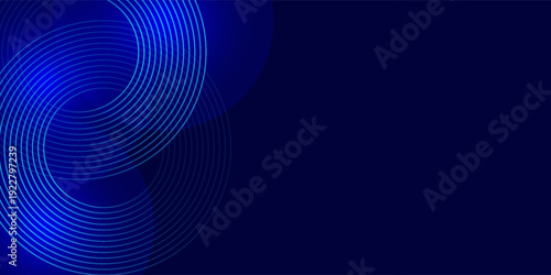 Abstract blue glowing geometric lines on dark blue background. Modern shiny blue circle lines pattern. Futuristic technology concept. vector eps10