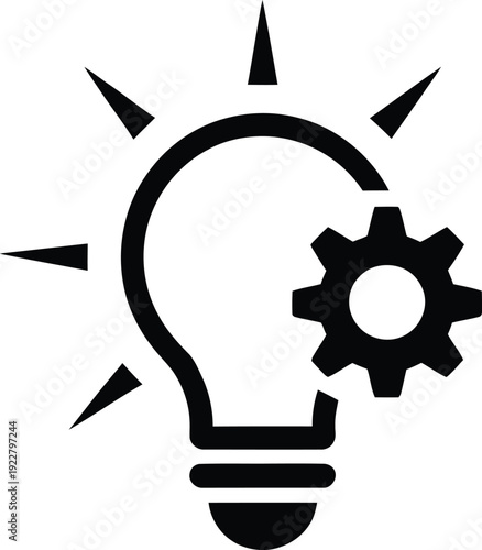 Innovative business idea with gear and light bulb