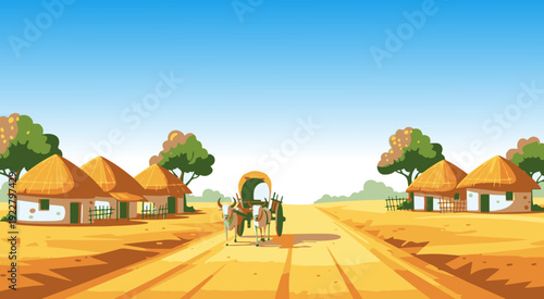 Indian Village Mud House Flat Vector Illustration Isolated on White Background 2D Flat Design