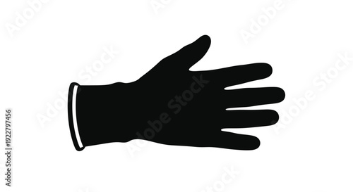 A black silhouette of a hand displaying the open palm gesture