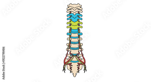 Anatomical illustration of the human spinal column and nervous system