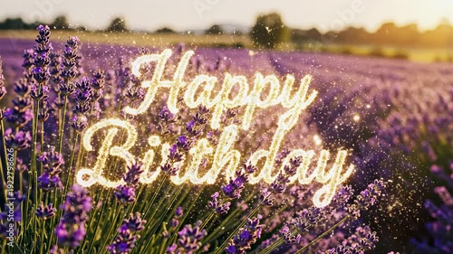 Happy Birthday Wishes in a Beautiful Lavender Field.