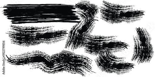 Abstract brush stroke patterns in black and white