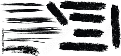 Collection of black brush strokes on white background