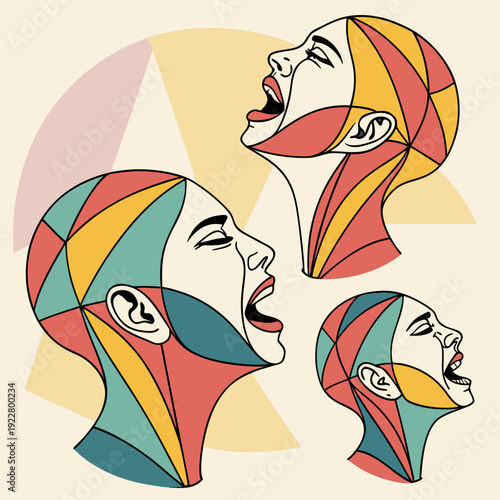 Abstract faces express intense emotional.