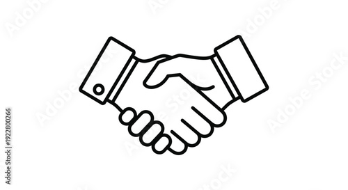 Simple line drawing of two hands shaking in a friendly greeting