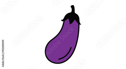Simple illustration of a purple eggplant with a black stem