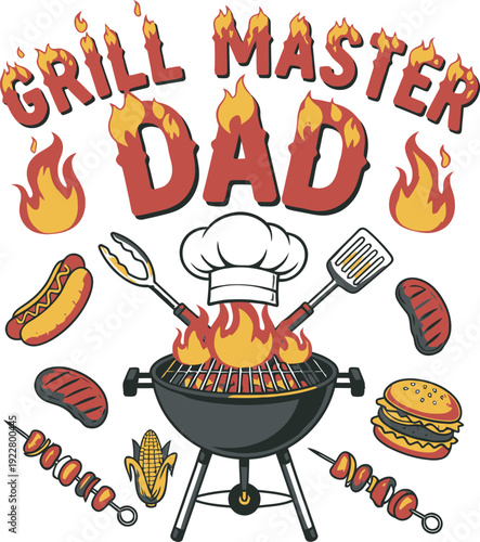 Grill master dad father's day bbq grill master chef hat fathers day gift idea