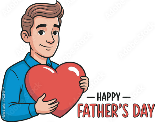 Happy father's day celebration with loving dad holding heartfelt gift