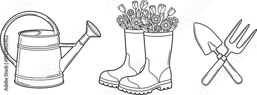 Gardening tools and accessories for planting and nurturing flowers beautifully