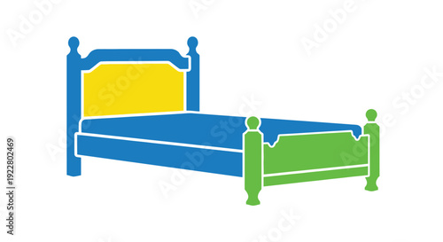 Simple illustration of a bed frame with a headboard and footboard