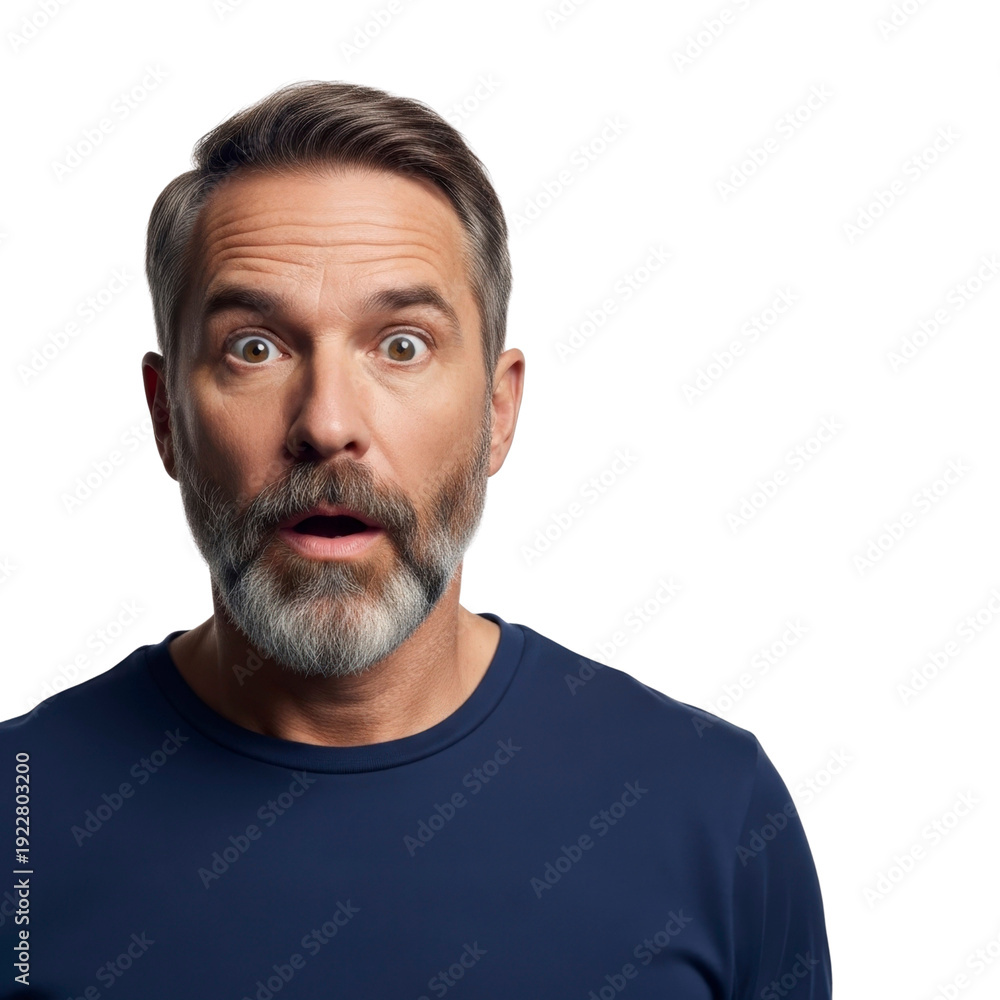 Fototapeta premium Man with surprised expression On Transparent Background