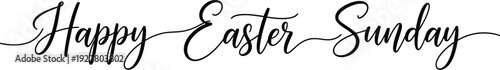 Happy Easter Sunday greeting with elegant black calligraphy on white background