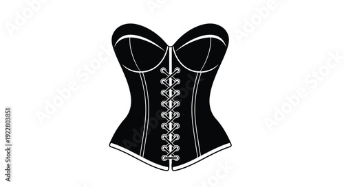 A black and white illustration of a vintage style corset