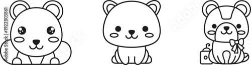 Adorable cartoon bear characters in various poses and cute expressions